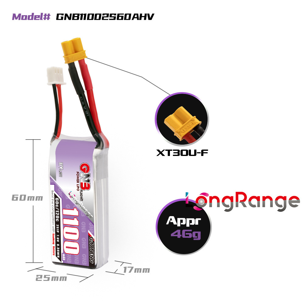 GNB 1100mAh 2S 3S 4S 6S 60C/12 - Rc Helicopter Parts recensie en prijs