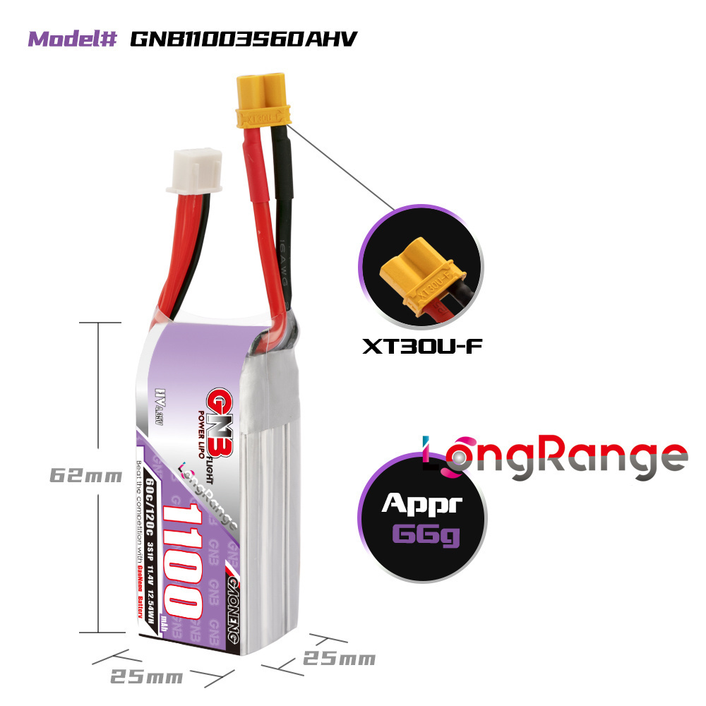 GNB 1100mAh 2S 3S 4S 6S 60C/12 - Rc Helicopter Parts recensie en prijs